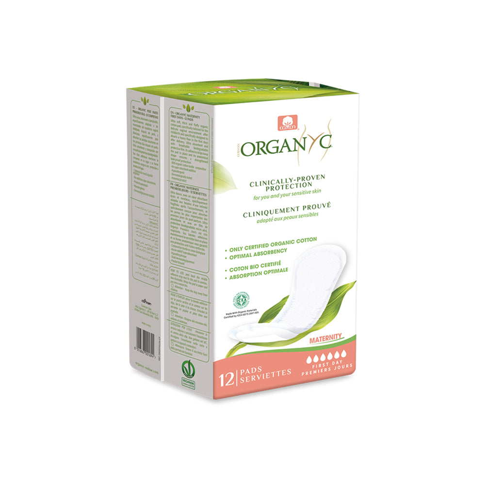 Organyc 100% Organic Cotton Maternity Pads Postpartum Protection 12 Pc –  SESA
