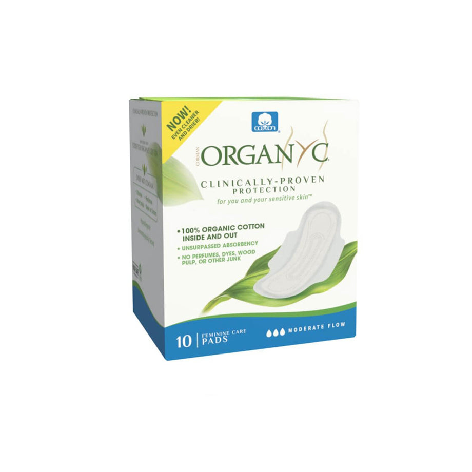 Organyc 100% Organic Cotton Sanitary Pads Moderate Flow 10 Pcs – SESA